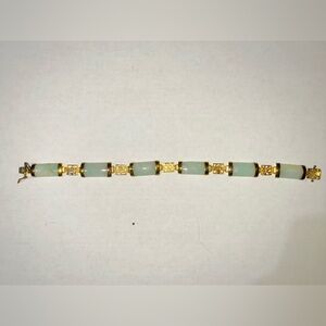 Unauthenticated Gold-Plated Silver and Jade Bracelet